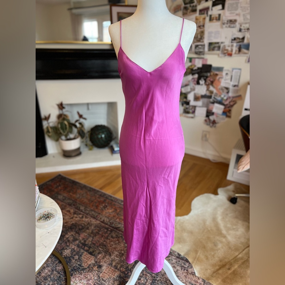 DANNIJO Fuschia 100% Silk Slip Dress